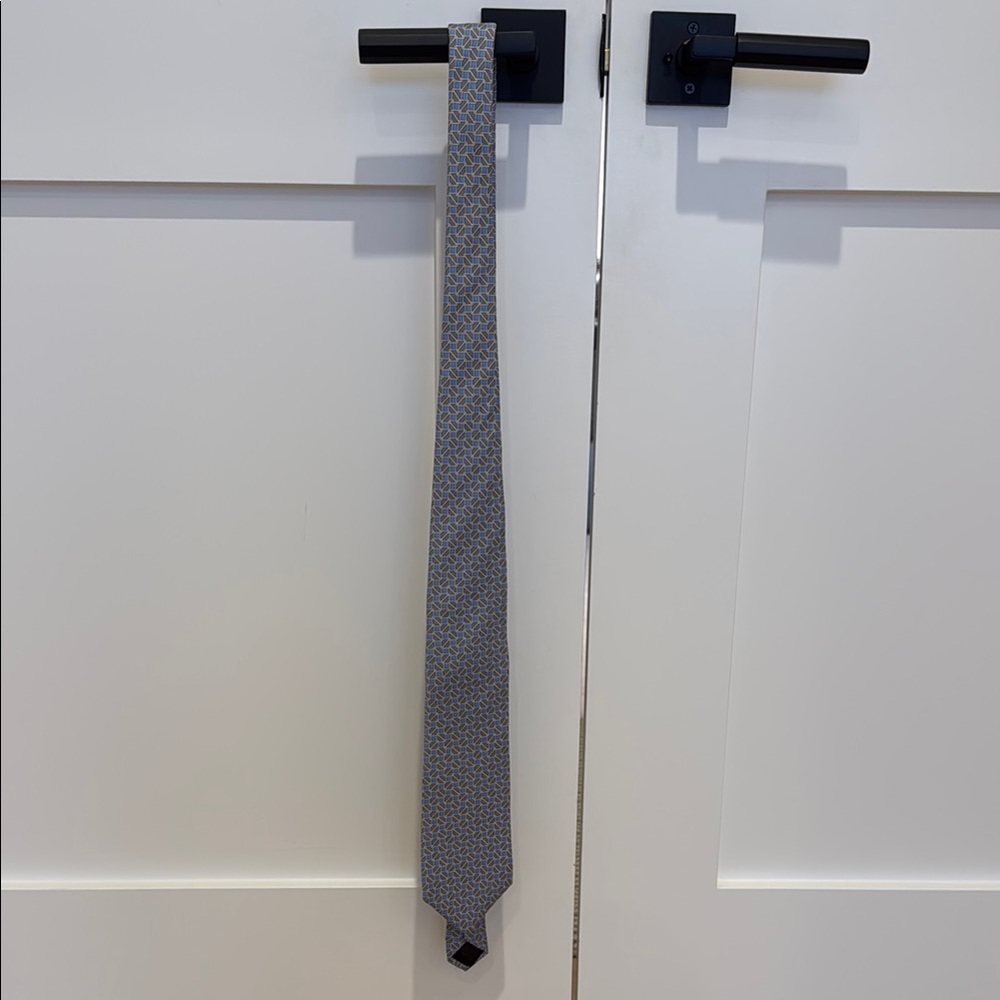 Designer Patterned Tie - Gray and Blue